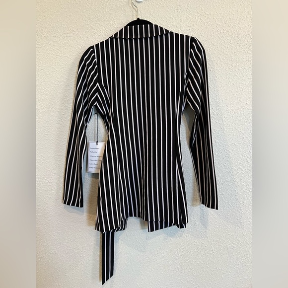 #1026 NWT “Have” Los Angeles stripped blazer black white belted size small - Picture 2 of 7